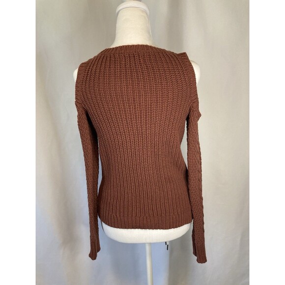 Aeropostale Brown Sweater Jr XS Cold Shoulder Long Sleeve Rust Academia Neutral - Picture 4 of 6